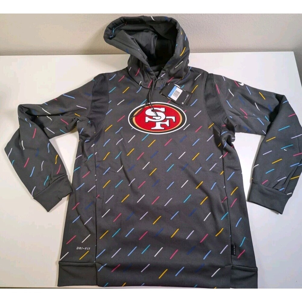 New Nike San Francisco 49ers Crucial Catch Cancer Hoodie Sz M N061-06F-ZUT-KM7